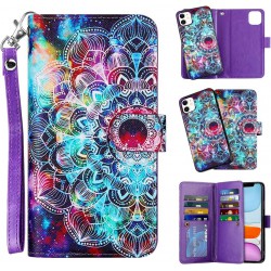 NEW 2-in-1 Case for iPhone 11 Case Wallet Credit Card Holder ID Slot Detachable Hybrid Protective Slim Hard Shell Magnetic PU Leather Folio Pocket Flip Cover for iPhone 11 6.1 inch (Mandala)