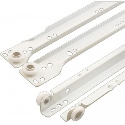 NEW Prime-Line R 7210 Drawer Slide Kit – Replace Drawer Track Hardware – Self-Closing Design –Fits Most Bottom/Side-Mounted Drawer Systems –15-3/4 in. Steel Tracks, Plastic Wheels, White (1 Pair)