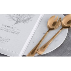 NEW BLUSH PEONY TWO-PIECE GOLD-FINISHED SALAD SERVING SET