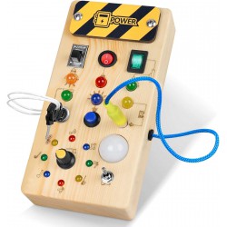 NEW Toddler Busy Board with 8 led Lights,Toddler Sensory Board for 1 Year Old, Baby Montessori Toys for 1+ Year Old, Travel Toys Light Switch Toys for 1, 2,3 Year Old Baby