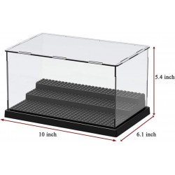 NEW Display case for Minifigures Action Figures,3 Steps Acrylic Display Case for Figure Display Pop Figure,Display case for Figure Collectibles,Display Box Storage Gifts for Children,10x6x5.4 Inch(Black)