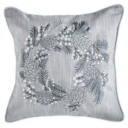 NEW Mera Linens Silver Jewel Wreath Cushion Cover - 18 X 18