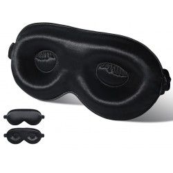 NEW BeeVines 22 Momme Silk 3D Sleeping Mask, 100% Real Natural Pure Silk 3D Eye Mask with Adjustable Strap, 3D Weighted Eye Cover for Lash Extensions, Blackout Mulberry Silk Cover for Women (001 Black)