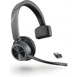 NEW Poly - Voyager 4310 UC Wireless Headset (Plantronics) - Single-Ear Headset with Boom Mic - Connect to PC/Mac via USB-A Bluetooth Adapter, Cell Phone via Bluetooth - Works with Teams, Zoom & More