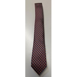 NEW MEN'S HARRY BROWN MINI CHECK TIE - orange/blue