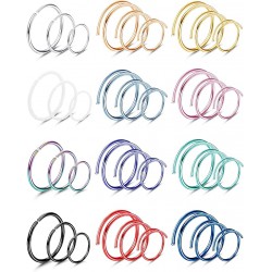NEW 36/Pcs Nose Ring for Women Men Coloful Nose Hoops Ring Cartilage Earring 6/8/10MM