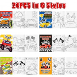 NEW JAPBOR 24pcs Race Car Coloring Books Bulk for Kids Party Favors, Racing Small Art Color Book for Goody Bags Birthday Painting Games Gifts, Truck Transportation Themed DIY Doodle Mini Booklet Supplies
