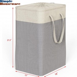 NEW SimpleHouseware Rectangle Terylene Cotton Collapsible Laundry Hamper Basket, Grey