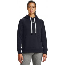NEW LARGE Under Armour Womens Rival Fleece Pull-Over Hoodie , Black (001)/White , Large