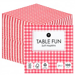 NEW Talking Tables Red Gingham Paper Napkins - 100 Pac