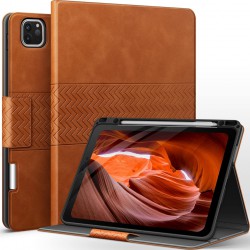 NEW auaua iPad Pro 12.9 2022 case, 6th/5th/4th/3rd Generation Stand Cover with Pencil Holder, Auto Sleep/Wake, Vegetal Leather (Brown)