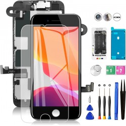NEW for iPhone 8 Screen Replacement with Camera+Ear Speaker+Sensors+Tempered Glass, Model A1863,A1905,A1906 LCD Full Assembly 3D Touch Screen Digitizer Replacement Repair Kit White