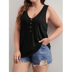NEW 3XL SHEIN Frenchy Plus Size Women'S V-Neck Vest Summer Tops, Vacation Clothes All Black