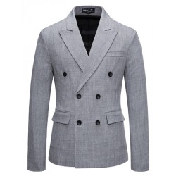 NEW SHEIN SMALL MEN'S Grey Double Breasted Flap Detail Double Button Blazer