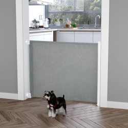 NEW PawHut Retractable Pet Safety Barrier Gate, Flexible and Extensible for Stairways Doorways Hallways, Grey