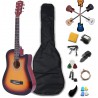 NEW Rosefinch Acoustic Guitar kit 38 inch Smaller size Guitare Acoustique with Bag Pick Capo Tuner Right Handed Entry-level Guitar for Beginners Adult (3/4 Size Sunset)