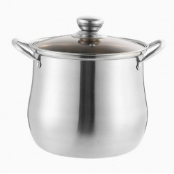 NEW 22cm Stainless Steel Drum Shaped Pot High Soup Pot Large Capacity Anti Overflow Double Ear Soup Pot