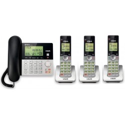 NEW VTech CS6949-3 DECT 6.0 Corded/3-Cordless Telephone System, Black/Silver