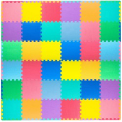 NEW ProSource Kids Foam Puzzle Floor Play Mat with Solid Colors, 36 Tiles with Borders