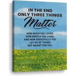 NEW Inspirational Canvas Wall Art, Only Three Things Matter, Gautama Buddha Artwork Print Wall Decor Framed Motivational Paintings Decorations for Office Home School Living Room, Ready to Hang 12x15