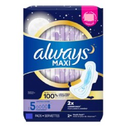 NEW AlwayS Maxi Pads Size 5 Overnight Absorbency Unscented with Wings