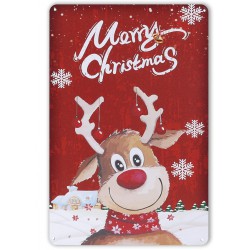NEW Christmas Decor Sign - Retro Metal Tin Sign Deer Merry Christmas sign Wall Decor for Home Kitchen Bar Coffee Shop Gift 8X12 Inch