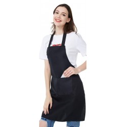 NEW Bib Apron - Unisex Black Apron Bulk with 2 Roomy Pockets Machine Washable for Kitchen Crafting BBQ Drawing