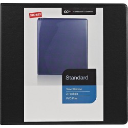 NEW Staples Standard View Binder with D-Rings - 1/2 - Black