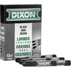 NEW Dixon Lumber Crayon, Permanent, Carbon Black, 12 Count (49400)