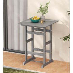 NEW Costway Outdoor Square Bar Table All-Weather High-Top Garden Side End Table Patio Slatted Dining Table Grey
