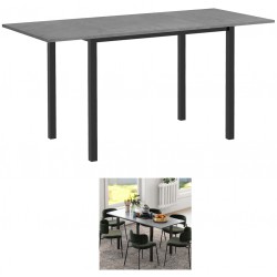 NEW HOMCOM Extending Kitchen Table For Six, Drop Leaf Tables for Small Spaces, Folding Dining Table, Dark Grey