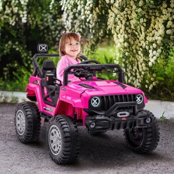 NEW Aosom 12V Kids Ride on Car with Remote Control, Battery-Operated Ride on Toy with Spring Suspension, Led Lights, Music, Horn, 3 Speeds, USB, MP3, Pink