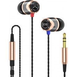 NEW SoundMAGIC E10 Wired Earphones No Microphone HiFi Stereo Earbuds Noise Isolating in Ear Headphones Powerful Bass Tangle Free Cord Black Gold