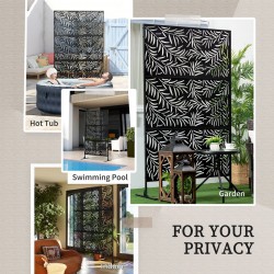 NEW Outsunny Metal Outdoor Privacy Screen, Decorative Outdoor Divider with Stand and Expansion Screws, Freestanding Privacy Panel for Garden Deck Pool Hot Tub, Willow Branch Style