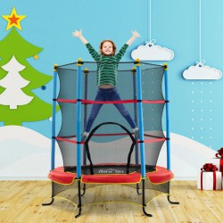 NEW Qaba Kids Trampoline with Safety Enclosure Net and Safety Pad, Indoor Outdoor for Age 3-10 Years Old, Multi-coloured