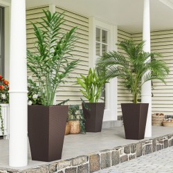 NEW Outsunny Set of 3 Tall Plant Stand, Outdoor & Indoor Flower Pot Set for Front Door, Entryway, Patio and Deck, Brown