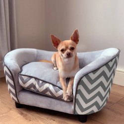 NEW PawHut Pet Sofa Elevated Dog Bed Raised Cat Couch Puppy Furniture for Small Sized Dogs with Storage Removable Cushion Cover Grey