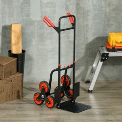 NEW DURHAND 6-Wheels Stair Climber Trolley Cart, Hand Truck and Dolly, Foldable Steel Load Cart, 264lbs Capacity, Black and Red