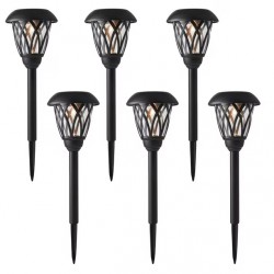 NEW Mainstays 8 Lumen Solar Outdoor Lattice Pathway Lights, Black (6-Pack)