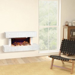 NEW HOMCOM 32 Inches Freestanding Electric Fireplace with Mantel, 1500W Replaceable Fireplace Insert Heater with Timer, White