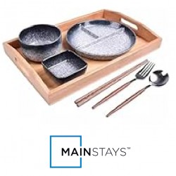 NEW MAINSTAYS 7 Piece Cutlery Sets Including Ceramic Divided Plates/Bowls/Dishes/Forks/Chopsticks/Spoon, Dishwasher Washable Japanese Style Cutlery