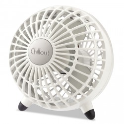 LIGHTLY USED ChillOut 6 Manual Control USB & AC Adapter Desk Fan, White