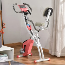 NEW (READ NOTES) Soozier 3 in 1 Folding Exercise Bike, Foldable Stationary Bike with 8-Level Magnetic Resistance, Adjustable Seat, Pink