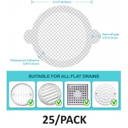 NEW Aire Allure, 25 Pack, Disposable Shower Drain Hair Catcher Mesh Stickers