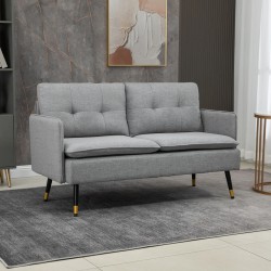 NEW HOMCOM 55 Loveseat Sofa for Bedroom, Modern Love Seats Furniture with Button Tufting, Upholstered Small Couch for Living Room, Small Space, Grey