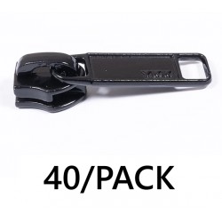 NEW 40/PACK YKK ZIPLON Metal Slider #5 S/P 75200 5CN DFL1 E C=580 AutoLok Single Pull Tab Black