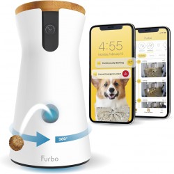 NEW Furbo 360° Dog Camera + Dog Nanny w/Smart Alerts (Paid App Subscription Required): Home Emergency & Dog Safety Alerts | 360° Rotating Dog Tracking, Treat Toss, Night Vision, 2-Way Audio, Bark Alert