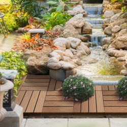 NEW Outsunny Outdoor Tiles, 11 Pack 12 x 12 WPC Interlocking Deck Tiles Waterproof and Non-slip