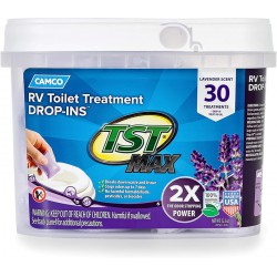 NEW 30/PACK CAMCO 41553 TST MAX RV Toilet Treatment Drop-INs | Control Unwanted Odors and Break Down Waste and Tissue | Septic Tank Safe | Lavender Scent