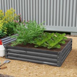 NEW Outsunny 4' x 4' x 1' Raised Garden Bed Galvanized Steel Planter Box for Vegetables, Flowers, Herbs, Light Grey
